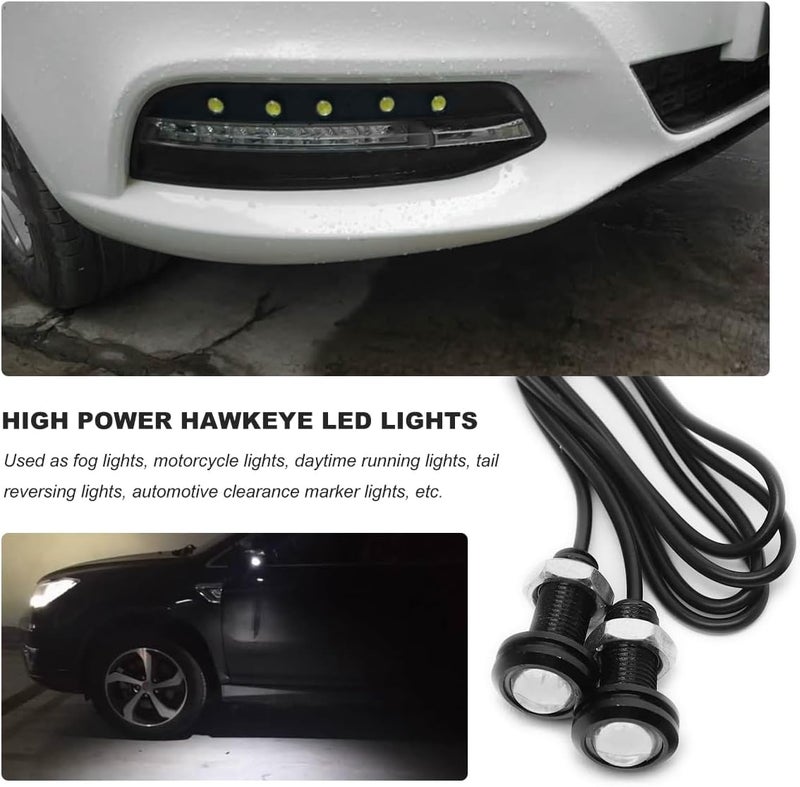 YTFRL 10 قطع 18 مم أضواء LED عين النسر، 12 فولت أضواء تشغيل نهارية رفيعة للغاية، أضواء ضباب LED صغيرة مقاومة للماء لمصابيح الذيل العكسية للسيارات والشاحنات والدراجات النارية (زرقاء) - Image 5